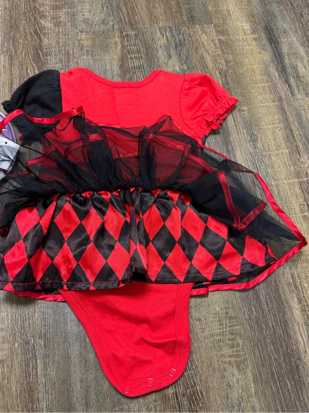 Batman DC Comics Joker Red and Black Onesie Diamond Tulle Skirt Superhero Costum